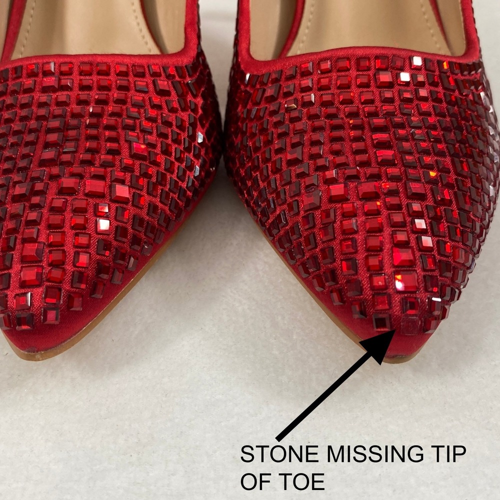 Lauren Lorraine Pumps Womens 10 Dazzle Red Embellished Stiletto Heels Glam Party - Picture 11 of 13